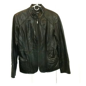 Alfani black genuine leather jacket
